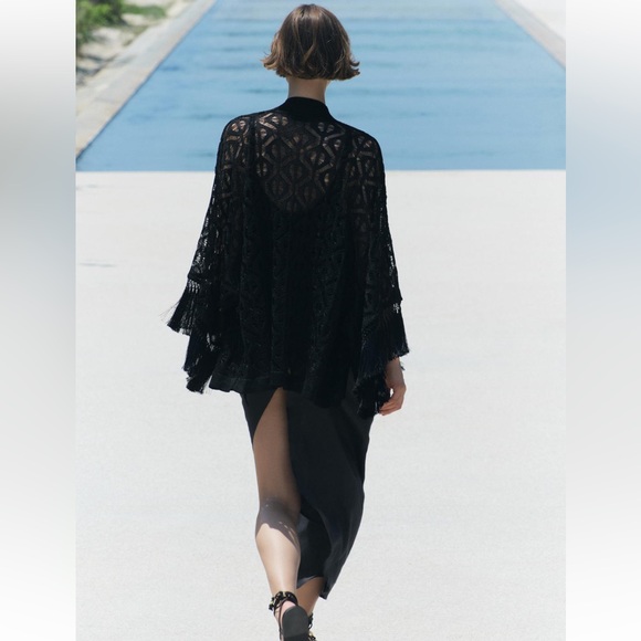 ZARA FRINGED OPEN KNIT CARDIGAN - Picture 4 of 15